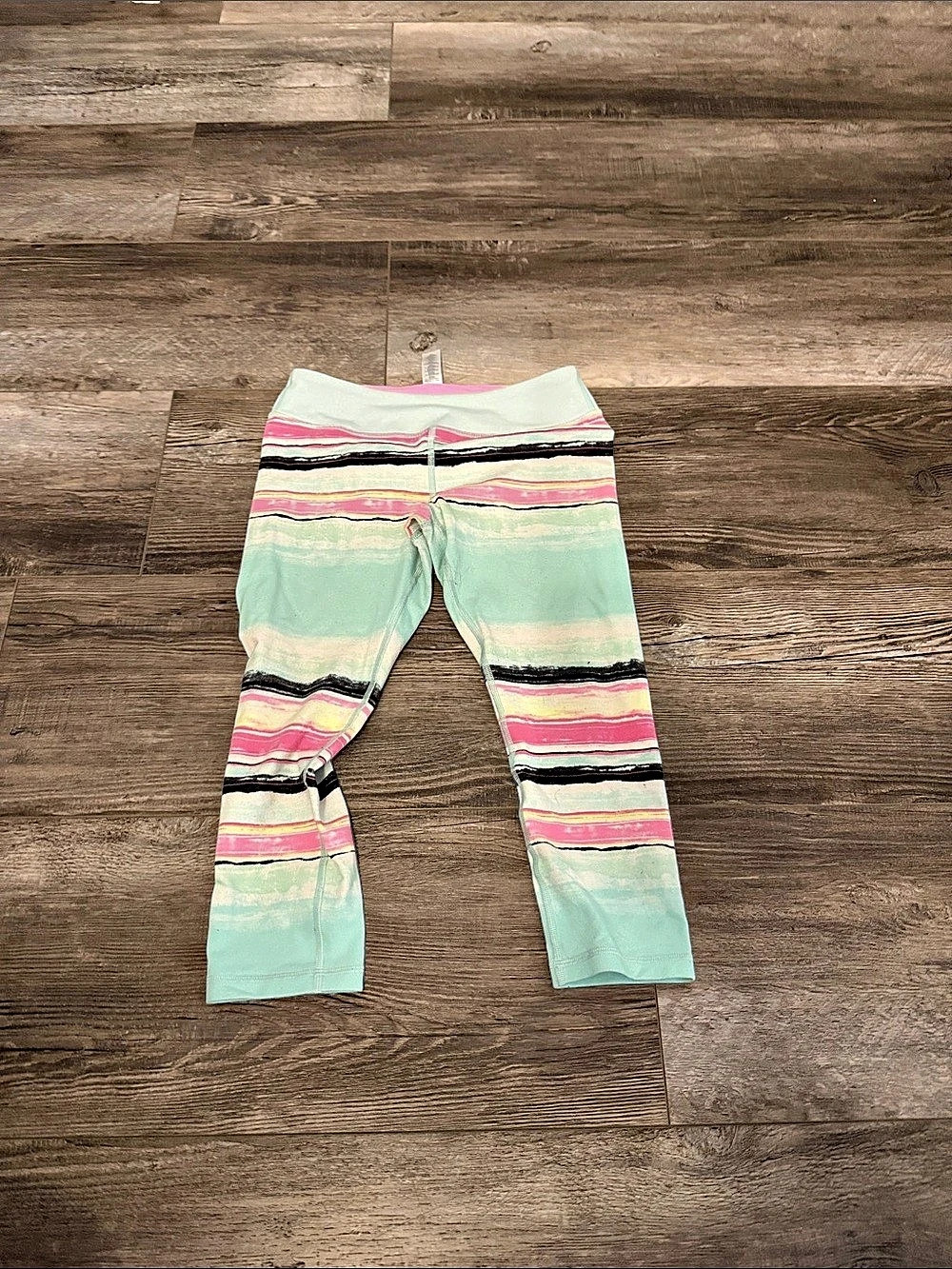 ivivva Striped Athletic Leggings in Green & Pink Size 12